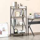 Industrial 4-Tier Bookcase Storage Organizer, Display Rack Open Floor Standing Shelving Unit with Metal Frame for Home Office Study, Blue Organizer