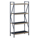 Industrial 4-Tier Bookcase Storage Organizer, Display Rack Open Floor Standing Shelving Unit with Metal Frame for Home Office Study, Blue Organizer