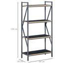 Industrial 4-Tier Bookcase Storage Organizer, Display Rack Open Floor Standing Shelving Unit with Metal Frame for Home Office Study, Blue Organizer