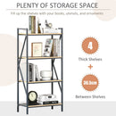 Industrial 4-Tier Bookcase Storage Organizer, Display Rack Open Floor Standing Shelving Unit with Metal Frame for Home Office Study, Blue Organizer