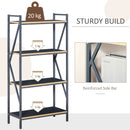 Industrial 4-Tier Bookcase Storage Organizer, Display Rack Open Floor Standing Shelving Unit with Metal Frame for Home Office Study, Blue Organizer