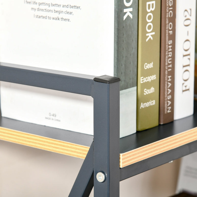Industrial 4-Tier Bookcase Storage Organizer, Display Rack Open Floor Standing Shelving Unit with Metal Frame for Home Office Study, Blue Organizer