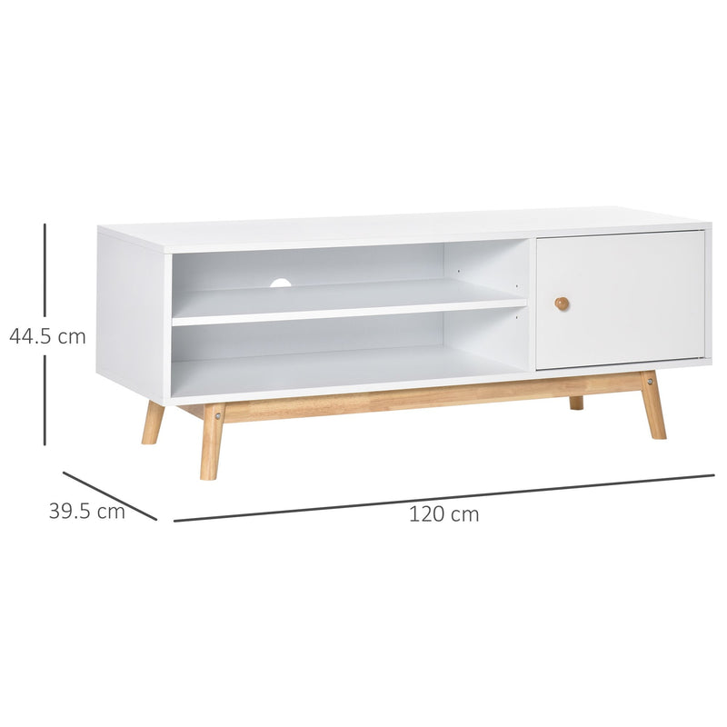 TV Cabinet Unit for TVs up to 50'' Flat Screen with Shelves and Door, Entertainment center for Living Room, Bedroom, White Media Stand