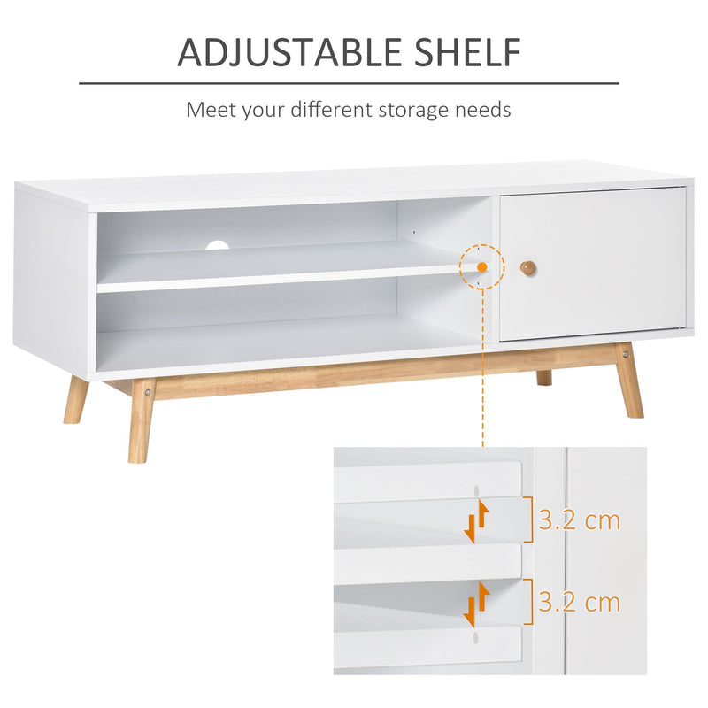 TV Cabinet Unit for TVs up to 50'' Flat Screen with Shelves and Door, Entertainment center for Living Room, Bedroom, White Media Stand