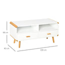 Modern TV Stand for TVs up to 46'' Flat Screen with Bamboo Elements, TV Console Cabinet with Drawers and Shelves, Cable Hole, Home Entertainment Center, Home and Office, White Center