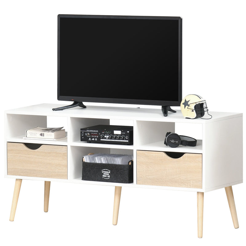 TV Cabinet Stand Unit for TVs up to 42'' Flat Screen with Drawer and Compartments, Entertainment Center for Living Room, Bedroom Media Shelves