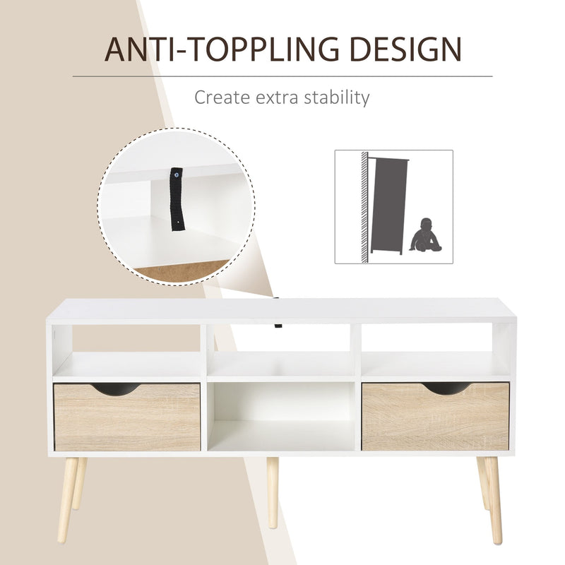 TV Cabinet Stand Unit for TVs up to 42'' Flat Screen with Drawer and Compartments, Entertainment Center for Living Room, Bedroom Media Shelves