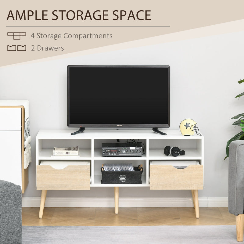 TV Cabinet Stand Unit for TVs up to 42'' Flat Screen with Drawer and Compartments, Entertainment Center for Living Room, Bedroom Media Shelves