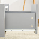 Modern Coffee Table with Marble Texture, Rectangular Sofaside Table with Drawer, Open Storage Compartment, Wood Legs for Living Room Shelf