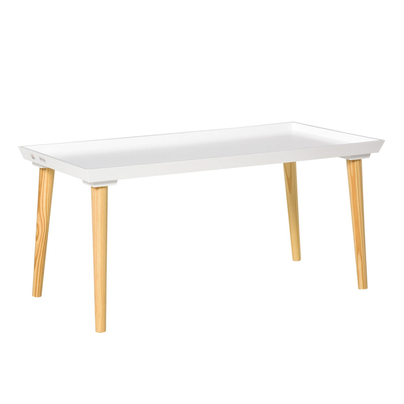 Tray Top Coffee Table for Living Room Conference Home Office Modern Simple Rectangle Cocktail Tea Wooden Legs White Wood