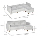 Upholstered Sofa bed Reversible Sectional Sofa Set Velvet-Touch Sleeper Futon with Footstool, Light Grey Modern