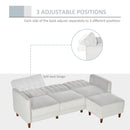 Upholstered Sofa bed Reversible Sectional Sofa Set Velvet-Touch Sleeper Futon with Footstool, Light Grey Modern