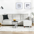Upholstered Sofa bed Reversible Sectional Sofa Set Velvet-Touch Sleeper Futon with Footstool, Light Grey Modern