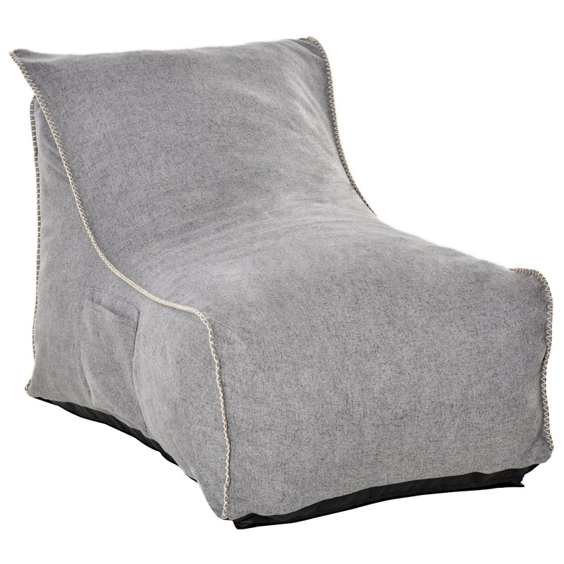 Bean Bag Chair, Large Foam Stuffed lounger Indoor Furniture with Washable Cover, Side Pockets and Backrest, Dark Grey w/