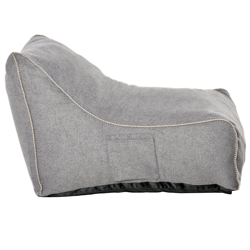 Bean Bag Chair, Large Foam Stuffed lounger Indoor Furniture with Washable Cover, Side Pockets and Backrest, Dark Grey w/