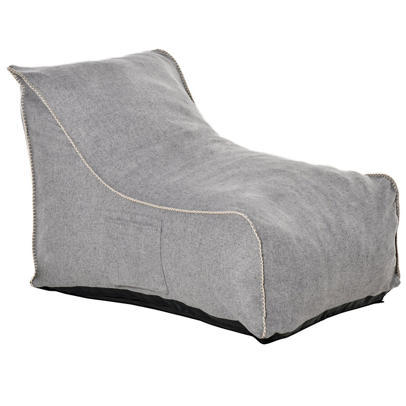 Bean Bag Chair, Large Foam Stuffed lounger Indoor Furniture with Washable Cover, Side Pockets and Backrest, Dark Grey w/
