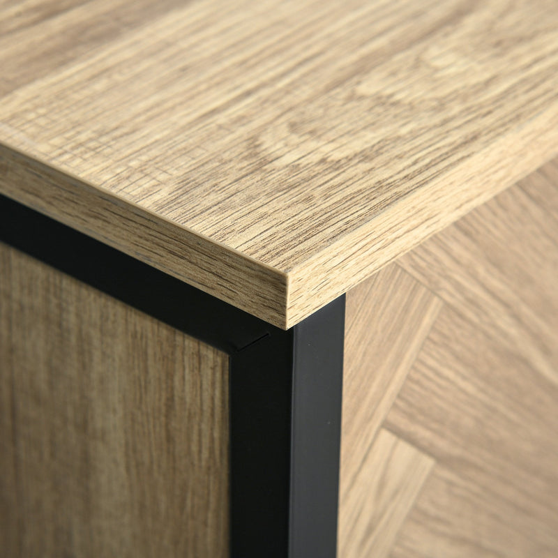 Double Door TV Cabinet Stand with Adjustable Storage Shelves Entertainment Unit Center Home Furniture, for Living Room Bedroom, Natural Shelves