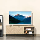 Double Door TV Cabinet Stand with Adjustable Storage Shelves Entertainment Unit Center Home Furniture, for Living Room Bedroom, Natural Shelves