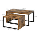 Set of 2 Coffee Tables Industrial Style Tea Table, Side Table w/ Metal Frame for Living Room Bedroom Black & Brown Tables