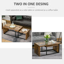 Set of 2 Coffee Tables Industrial Style Tea Table, Side Table w/ Metal Frame for Living Room Bedroom Black & Brown Tables