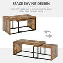 Set of 2 Coffee Tables Industrial Style Tea Table, Side Table w/ Metal Frame for Living Room Bedroom Black & Brown Tables