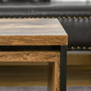 Set of 2 Coffee Tables Industrial Style Tea Table, Side Table w/ Metal Frame for Living Room Bedroom Black & Brown Tables