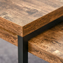 Set of 2 Coffee Tables Industrial Style Tea Table, Side Table w/ Metal Frame for Living Room Bedroom Black & Brown Tables