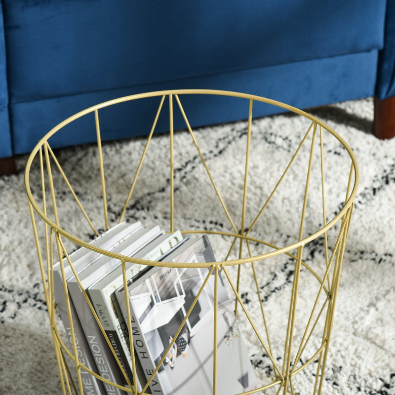 Set Of 2 Nesting Side Tables With Storage, Round End Tables Coffee Tables With Steel Frame And Removable Round Top, For Living Room, Bedroom, Office, White Basket