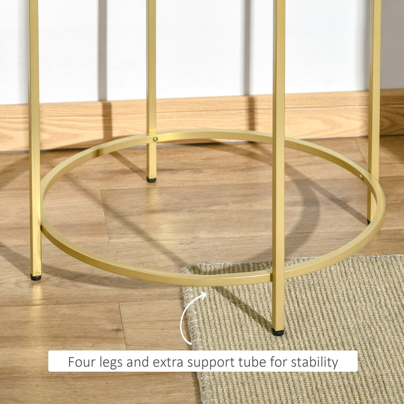 Round Side Table Morden Coffee Tables with Gold Metal Base, Table with Tempered Glass Tabletop, for Living Room, Bedroom, dining room w/ Bedroom