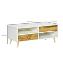 Coffee Table Rectangular End Table Side Table with 2 Drawers and 2 Shelves for Living Room, Bedroom, Office, White and Brown Linving Room w/ Shelves, Brown