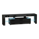 High Gloss TV Stand Cabinet with LED RGB Lights and Remote Control for TVs up to 65"", Media TV Console Table with Storage Compartment - Black