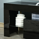 High Gloss TV Stand Cabinet with LED RGB Lights and Remote Control for TVs up to 65"", Media TV Console Table with Storage Compartment - Black