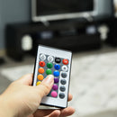 High Gloss TV Stand Cabinet with LED RGB Lights and Remote Control for TVs up to 65"", Media TV Console Table with Storage Compartment - Black