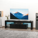 High Gloss TV Stand Cabinet with LED RGB Lights and Remote Control for TVs up to 65"", Media TV Console Table with Storage Compartment - Black