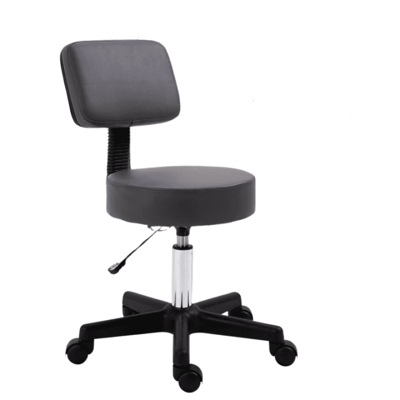 HOMCOM Beautician's Swivel Salon Chair w/Padded Seat Back 5 Wheels Adjustable Height Salon Hairdressers Tattoo Spa Rolling Cushion Professional Grey