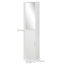 kleankin Tall Mirrored Bathroom Cabinet, Bathroom Storage Cupboard, Floor Standing Tallboy Unit with Adjustable Shelf, White w/Adjustable Shelf
