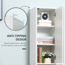 kleankin Tall Mirrored Bathroom Cabinet, Bathroom Storage Cupboard, Floor Standing Tallboy Unit with Adjustable Shelf, White w/Adjustable Shelf