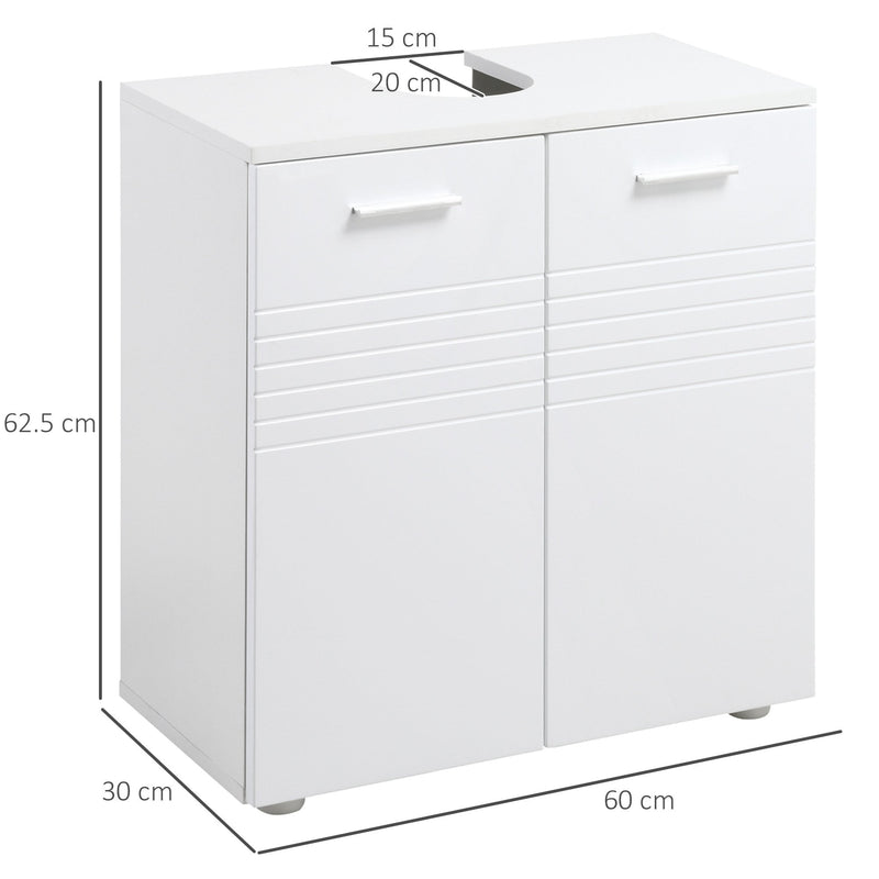 Kleankin Under Sink Bathroom Cabinet, Storage Cupboard with Adjustable Shelf - White