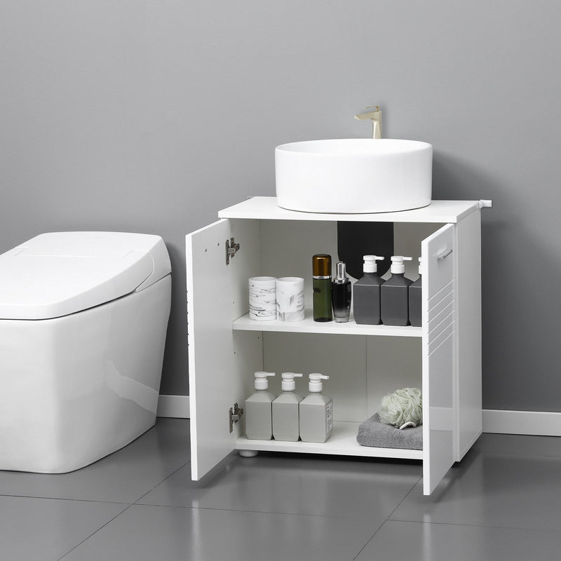 Kleankin Under Sink Bathroom Cabinet, Storage Cupboard with Adjustable Shelf - White