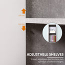 Kleankin Free-standing Tall Bathroom Storage Cabinet w/ 2 Cupboards 2 Open Compartments, Slim Bathroom Organizer Adjustable Shelves Elevated Base for Living Room, Grey Cupboard Shelving Doors & 6