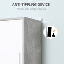 Kleankin Free-standing Tall Bathroom Storage Cabinet w/ 2 Cupboards 2 Open Compartments, Slim Bathroom Organizer Adjustable Shelves Elevated Base for Living Room, Grey Cupboard Shelving Doors & 6