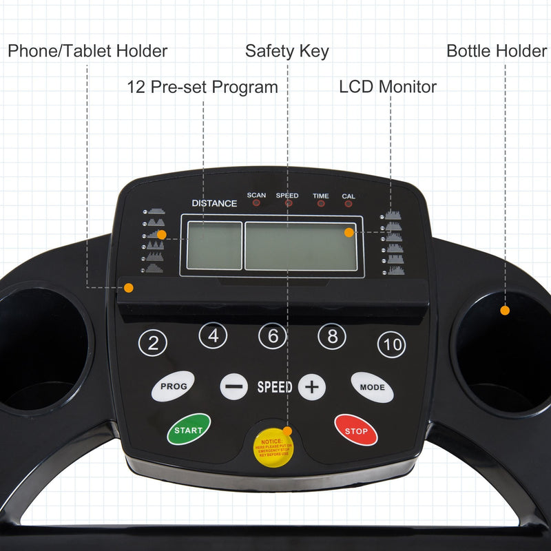 Folding Electric Motorized Treadmill Fitness Machine W/LCD Display-Black