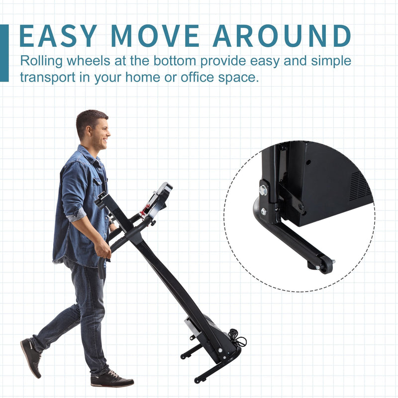 Folding Electric Motorized Treadmill Fitness Machine W/LCD Display-Black