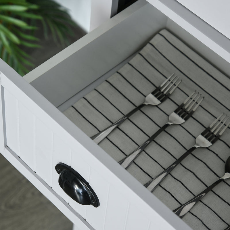 Freestanding Kitchen Storage Cabinet w/ 2 Drawers 2 Cupboards Adjustable Shelves Anti-Tilt Safety Elegant Traditional Design, 183H x 76.2W x 40.2Dcm, Grey