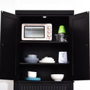 MDF Storage Cabinet Freestanding Tall Kitchen Cabinet Cupboard Drawer Kitchen Pantry Home Organizer Furniture, 183H x 76.2W x 40.2Dcm, Black