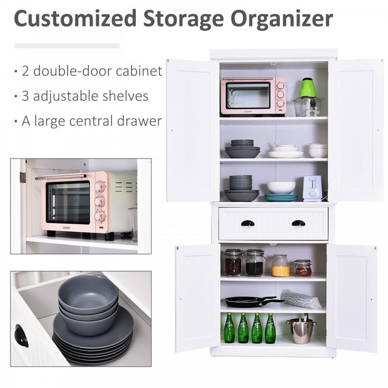 Storage Cabinet Cupboard Drawer Kitchen Pantry Home Organizer Furniture - White
