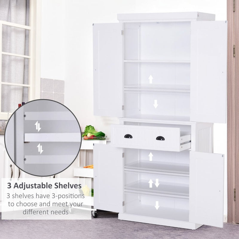 Storage Cabinet Cupboard Drawer Kitchen Pantry Home Organizer Furniture - White