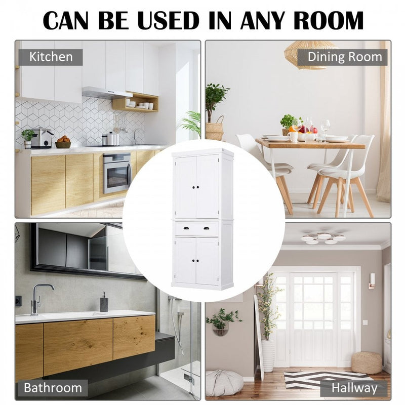 MDF Colonial Freestanding Kitchen Pantry Cabinet White
