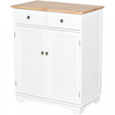 Space Saving Kitchen Island with Anti-fall Device, Multifunctional Storage Cabinet with Adjustable Shelf for Kitchen, Living Room Rubber Cabinet, 68W x 40.3D x 85Hcm, White