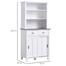 Freestanding Kitchen Pantry Cabinet Cupboard with Sliding Doors and Open Shelves, Adjustable Shelving, Modern Hallway Display Case, Counter Storage Cainet Centerpiece Unit,76Wx 48D x 169Hcm, White